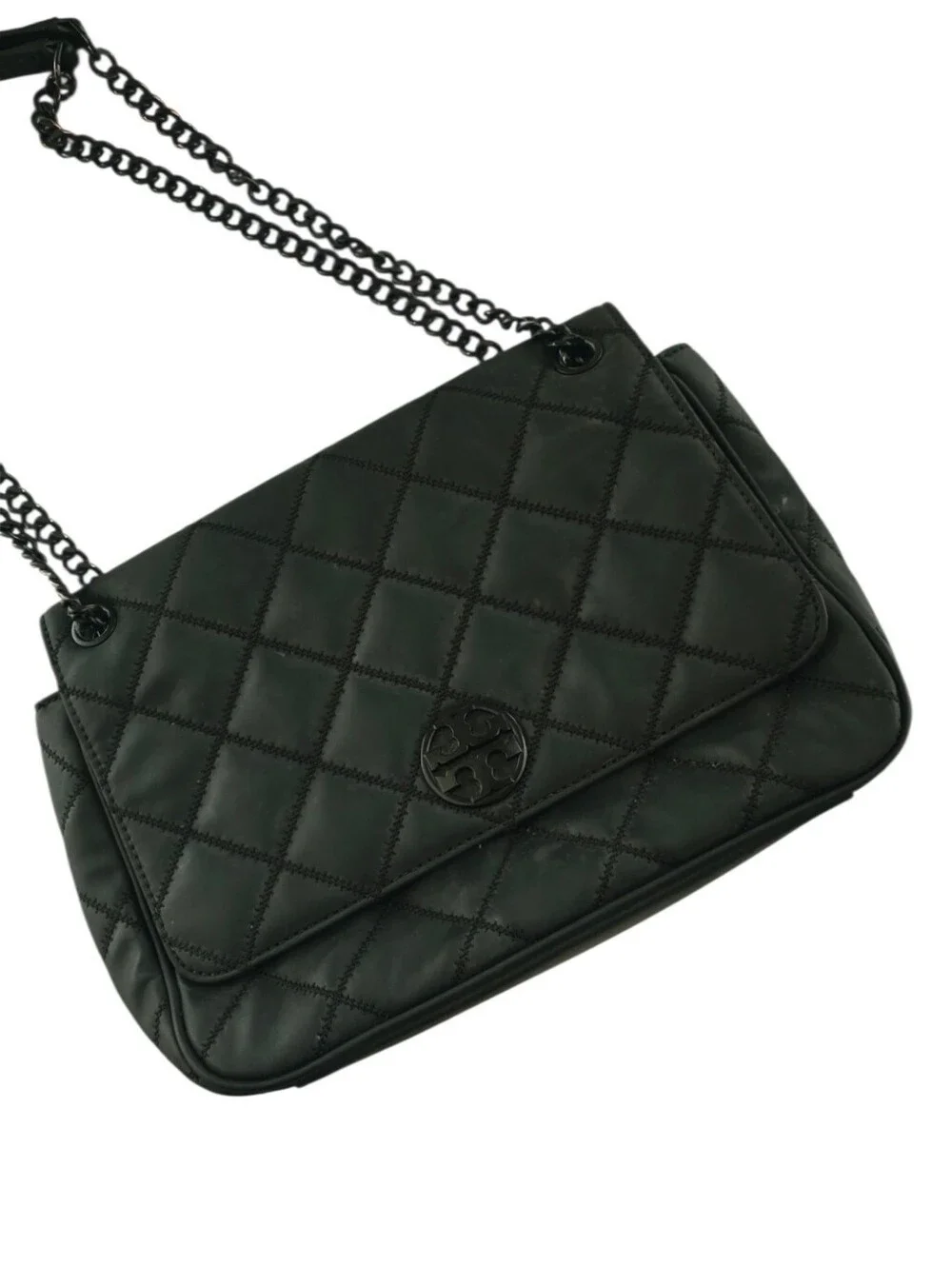 Tory Burch Willa Matte Black Quilted Leather Convertible Shoulder Bag